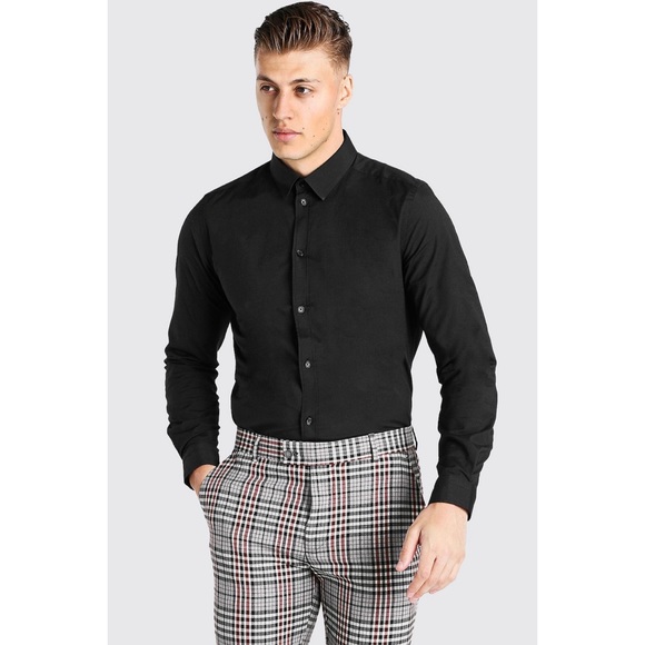 Boohoo Other - NWT BooHoo Man Slim Fit Long Sleeve Black Shirt